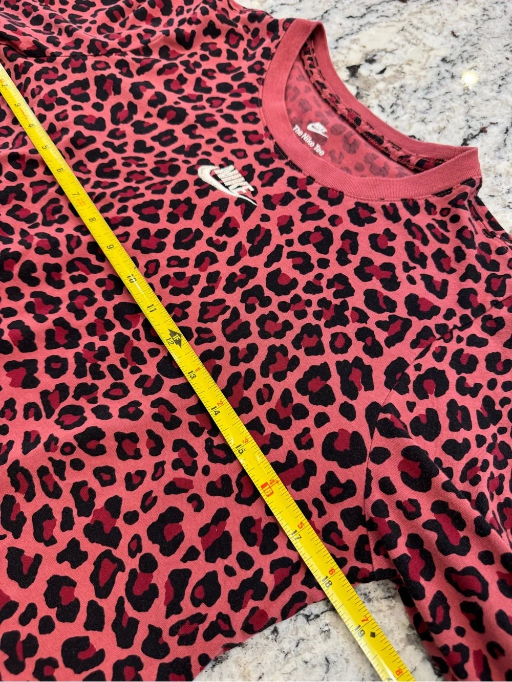 Nike Leopard Print Long Sleeve Tee | Pink & Black | Size Medium